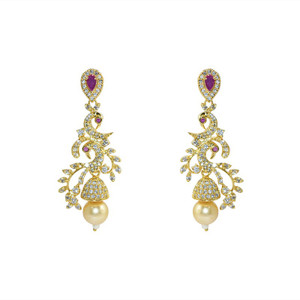 MP Fine Jewellery Peacock Traditional Pair Of Tops Zircon Alloy Drop Earring