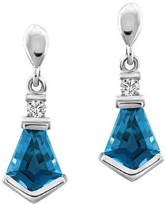Kataria Jewellers Semi-Precious Blue Topaz 92.5 BIS Hallmarked Silver Drop Earring