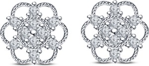 Kirati Fancy Flower Shape Cubic Zirconia Sterling Silver Stud Earring