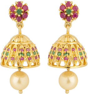 Voylla Artificial Classic Embellished Crystal Brass Jhumki Earring