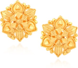 Fashionaya Golden Floral Brass Stud Earring