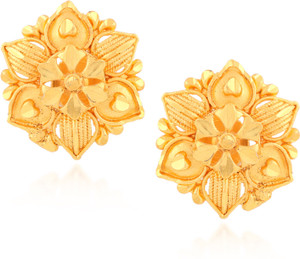 Fashionaya Golden Floral Brass Stud Earring