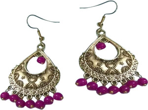 Ozanoo Glittering Golden Beaded Alloy Dangle Earring