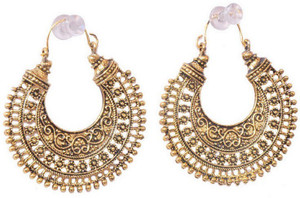 CTW Pearl Studded Mehandi Shade Alloy Jhumki Earring
