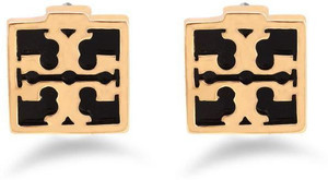 Jazz Jewellery Gold & Black Colour Combination Square Shaped Earrings Alloy Stud Earring
