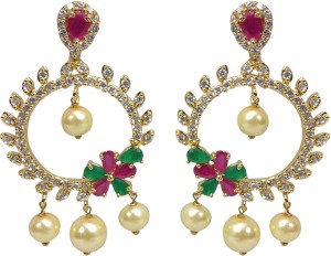 MP Fine Jewellery Multicolor Tops Design For Women Zircon Alloy Chandbali Earring