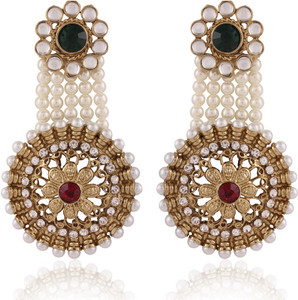 I Jewels kundan pearl Alloy Chandbali Earring