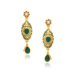 VK Jewels Amazing Green Drop Cubic Zirconia Alloy Drop Earring