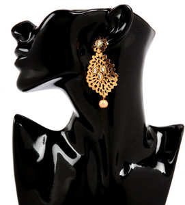 GoldNera 18K Goldplated Kundan Cutwork Alloy Drop Earring