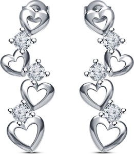 Kirati Lovely Heart Specially For Valentine Cubic Zirconia Sterling Silver Drop Earring