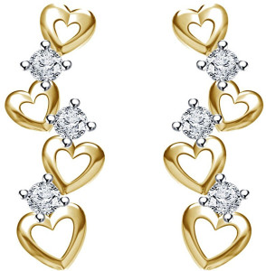 Kirati Mini Heart Shape Cubic Zirconia Sterling Silver Drop Earring