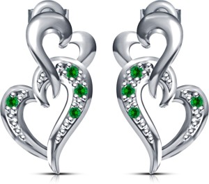 Kirati Intertwined Heart Shape Green Cubic Zirconia Alloy Stud Earring