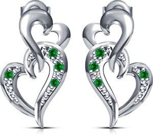 Kirati Intertwined Heart Shape Green Cubic Zirconia Alloy Stud Earring