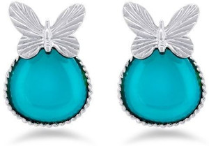 Jazz Jewellery Elegant Single Stone Studded Beautiful Green Color Earrings Alloy Drop Earring
