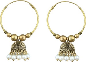 Waama Jewels Beautiful White Pearl Gold Plated Jhumki For Women & Girls Pearl Brass Jhumki Earring