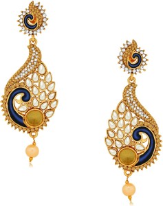 Spargz Royal Peacock with High Enamel Work Alloy Drop Earring