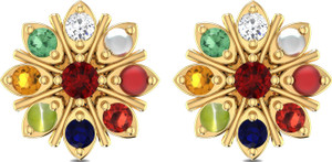 Peen Zone 92.5 Silver Star Coral, Ruby, Cat's Eye, Pearl Sterling Silver Stud Earring