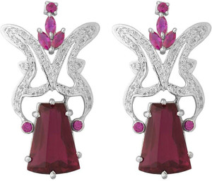 Voylla Precious Classic Embellished Crystal Sterling Silver Dangle Earring