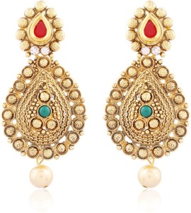 I Jewels Gold Plated Traditional Designer Alloy Chandbali Earring