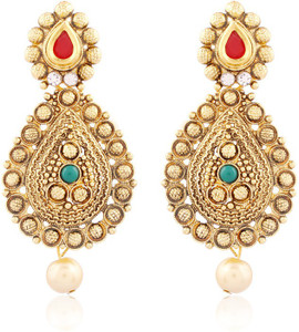 I Jewels Gold Plated Traditional Designer Alloy Chandbali Earring