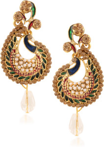Fashionaya Diamond Peacock Cubic Zirconia Alloy Drop Earring