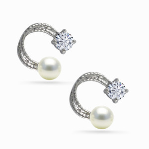 Sarah Pearl & Rhinestone Metal Stud Earring