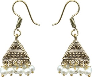 Waama Jewels white Fashion Jewellery For girl Wedding Official Jewellery Pearl Brass Jhumki Earring