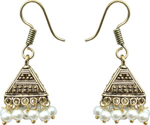 Waama Jewels white Fashion Jewellery For girl Wedding Official Jewellery Pearl Brass Jhumki Earring
