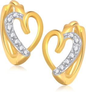 VK Jewels Sweet Heart Cubic Zirconia Alloy Huggie Earring