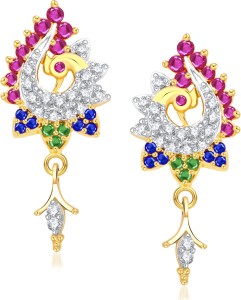 VK Jewels Gorgeous blue and green Peacock Cubic Zirconia Alloy Drop Earring