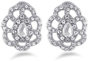 Jazz Jewellery Fancy Style Design Silver Color Earrings with White Stones Alloy Stud Earring