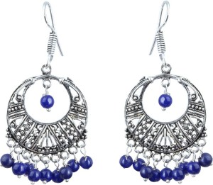 Waama Jewels Blue Office Wear Wear for Girl Valentines Gift Pearl Brass Chandelier Earring