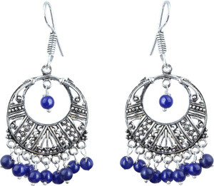 Waama Jewels Blue Office Wear Wear for Girl Valentines Gift Pearl Brass Chandelier Earring