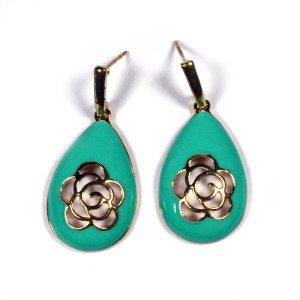 Colors of Sin Rose enamel - Green Metal Stud Earring