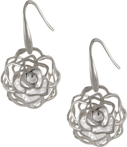 Sarah Hallow Flower with Rinestone Metal Drop Earring