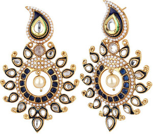 Jewels Guru Diva Style Pearl Alloy Chandbali Earring
