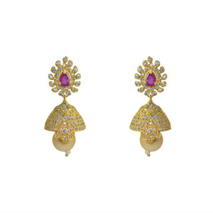 MP Fine Jewellery Elegant Pair Of Tops Zircon Alloy Jhumki Earring