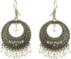 Waama Jewels Traditional Festive Pearl Brass Dangle Earring