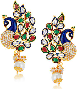 Sukkhi Charming Peacock Alloy Drop Earring