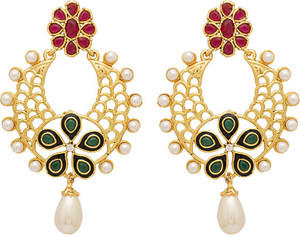 Voylla Artificial Classic Enamel Crystal Alloy Drop Earring