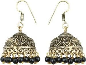Waama Jewels Elegant Pair Of earring Adorned With Black Pearls Pearl Brass Jhumki Earring