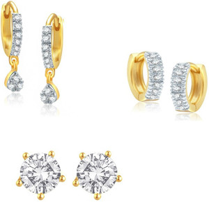 Jewels Guru Just Like Diamond Cubic Zirconia Brass Earring Set