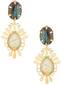 Voylla Artificial Classic Textured Crystal Brass Dangle Earring