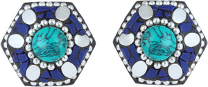 Waama Jewels Multi Color Cubic Zirconia Silver Plated back Push Style for Women Cubic Zirconia Brass Stud Earring