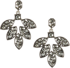 Sarah Leaf Shape Oxidised Metal Drop Earring