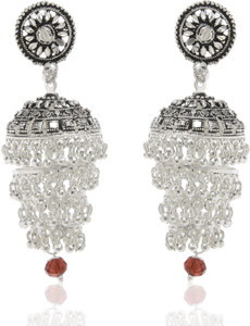 GoldNera Antique Silver Alloy Chic Alloy Jhumki Earring