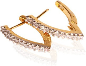 GHK CZ Bali V Shape Hoop Cubic Zirconia Alloy Huggie Earring
