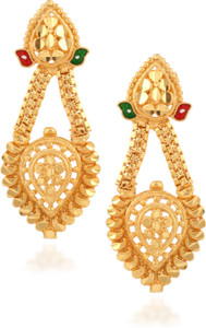 Fashionaya Red Green Bell Cubic Zirconia Brass Drop Earring