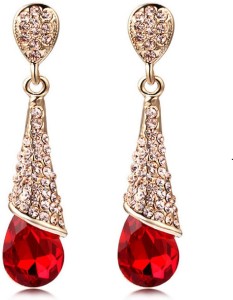 Aaishwarya Glitzy Red Crystal Alloy Dangle Earring