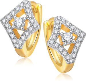 VK Jewels Rhombus Shape Cubic Zirconia Alloy Huggie Earring